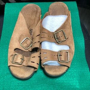 SAS Leather Buckle Slide Sandals